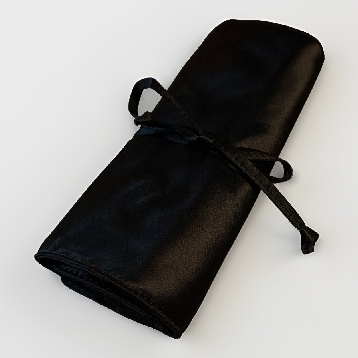 J.Crew Black Satin Roll Up Travel Jewelry Organizer Case 3 Zip Pockets