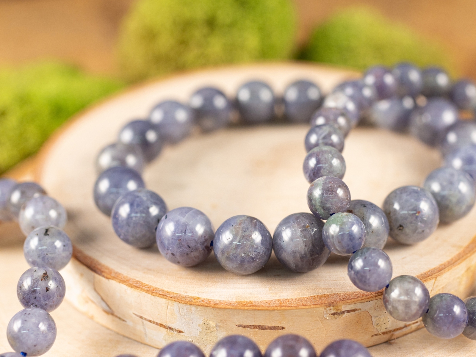 IOLITE Crystal Bracelet – Round Beads – Beaded Handmade Healing Jewelry, E1621