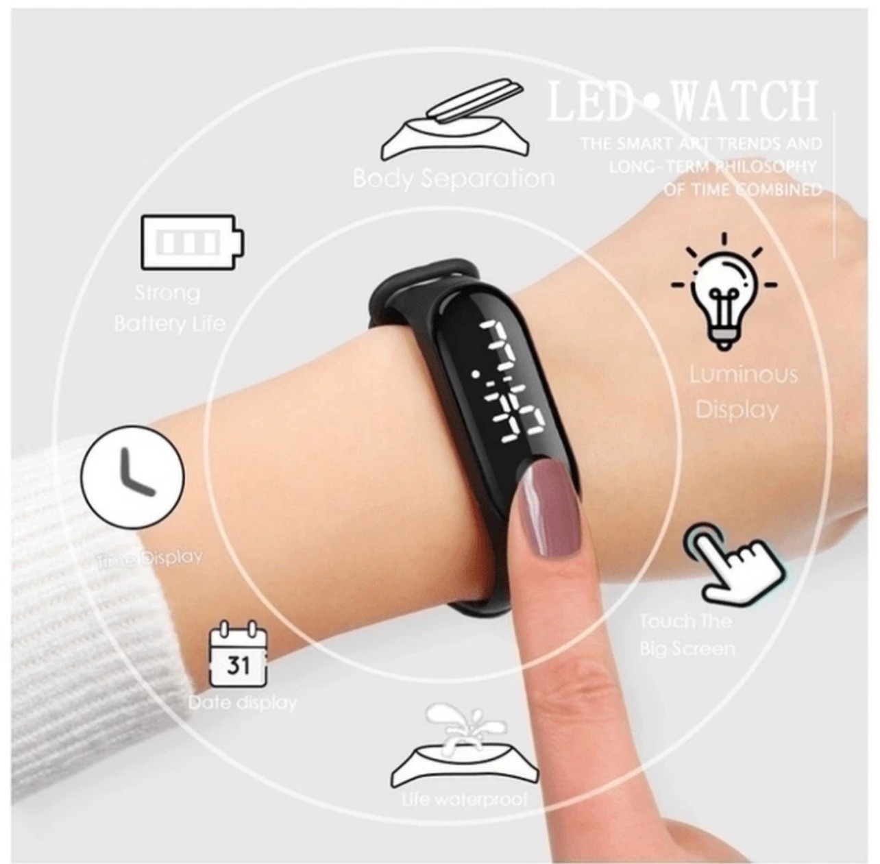LED Digital Sport Watch Waterproof Wristwatch Men Women Boys Girls Kids Gift UK