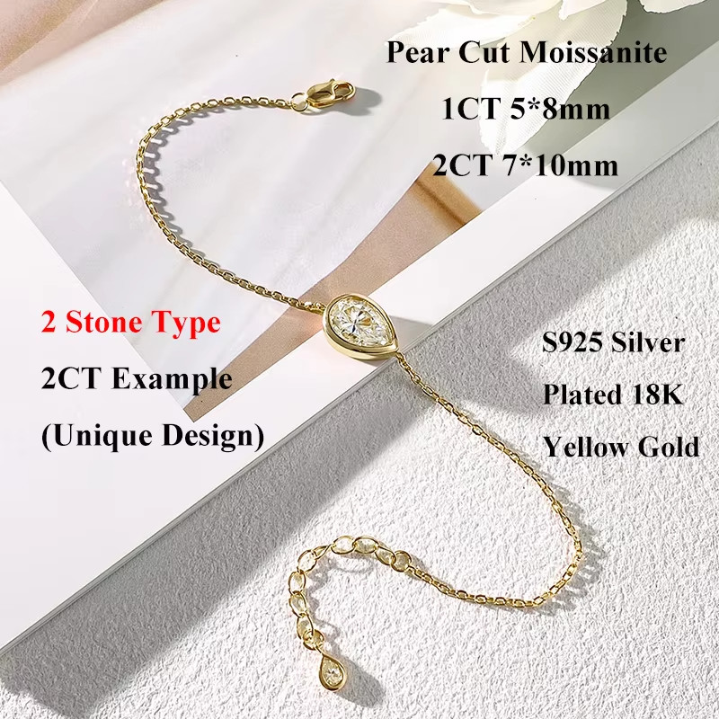 1/2ct Pear Cut Moissanite Women Bracelet 925 Sterling Silver Farewell Gift