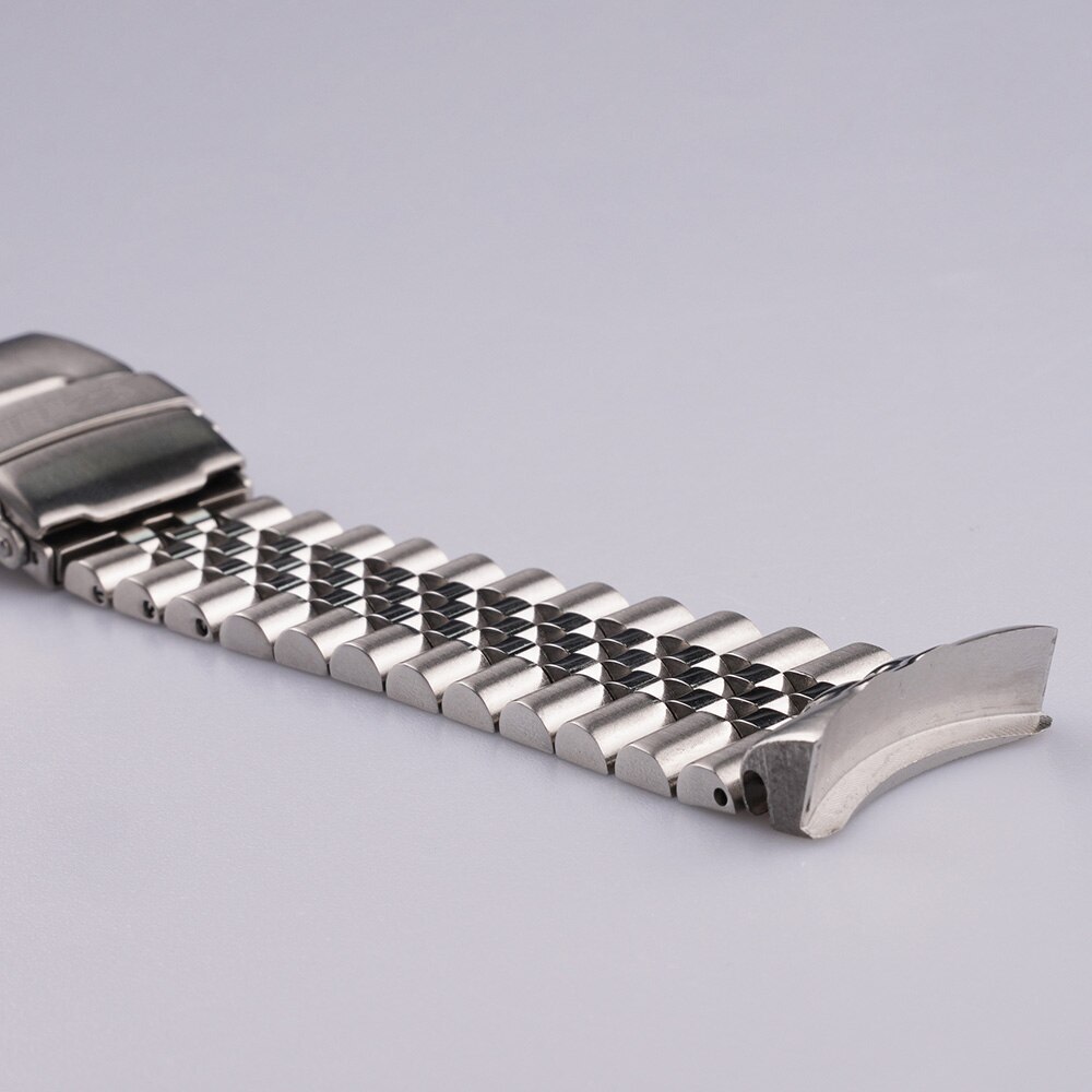 22mm Solid Curved End Silver Jubilee Watch Band Strap Bracelets For Seiko SKX007