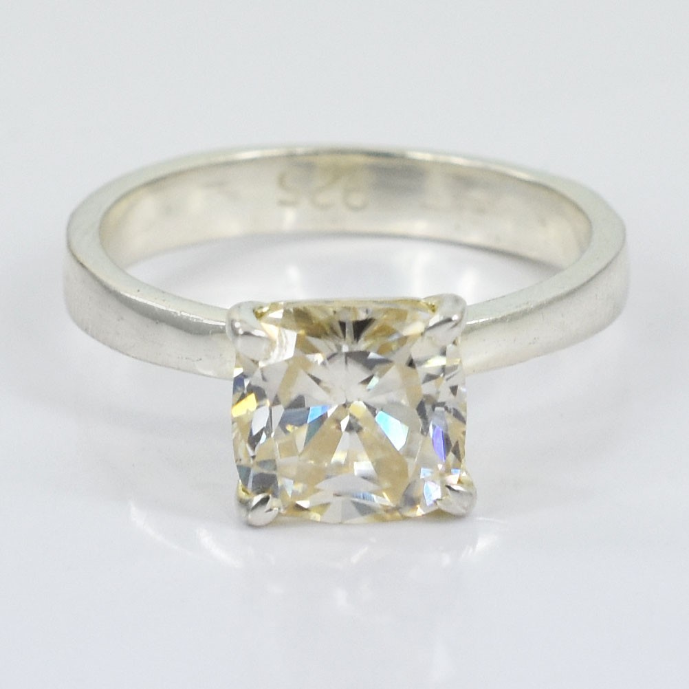 2.50 Ct Certified Cushion Cut Diamond Ring-Amazing Luster, FREE DIAMOND STUDS