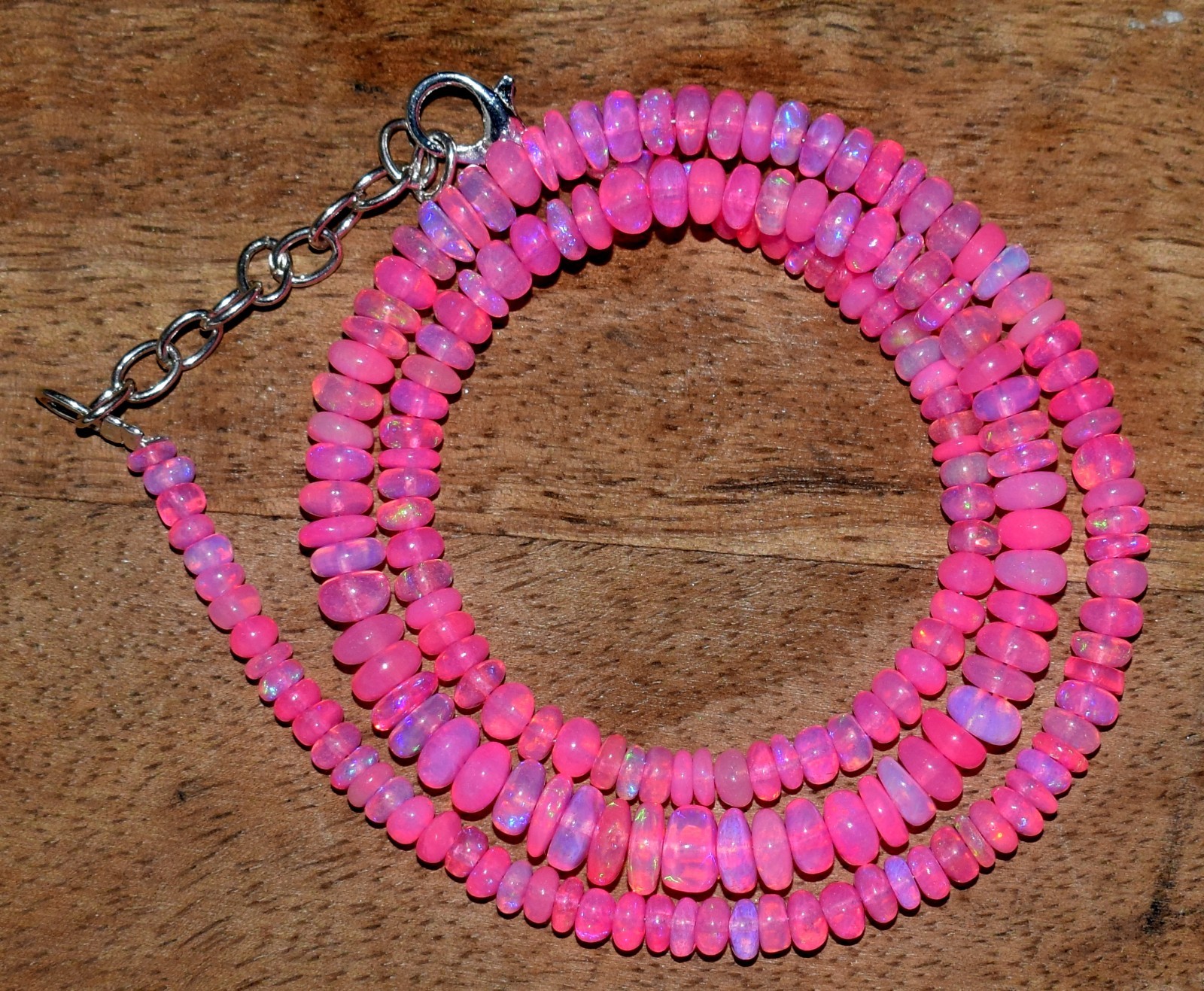 16″Natural Ethiopian Opal Wello Fire Opal Gemstone Beads Necklace