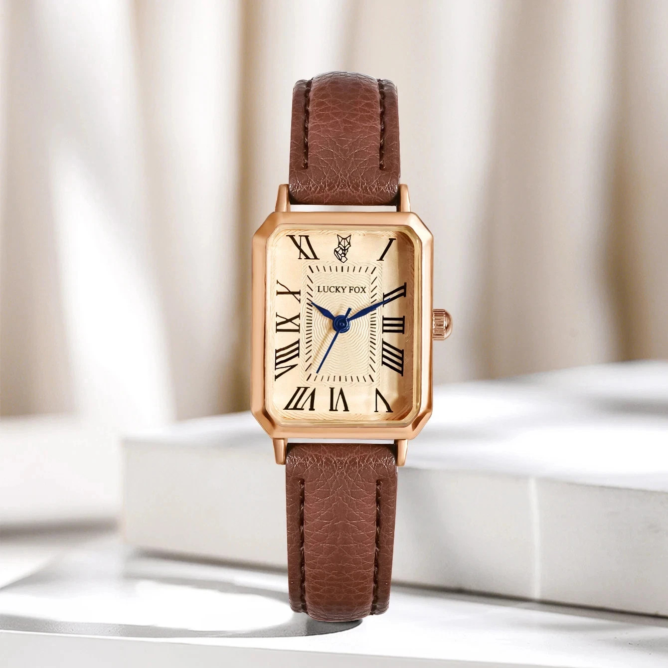 Fashion Retro Digital Dial Casual Watches Square Leather Strap Fashionable
