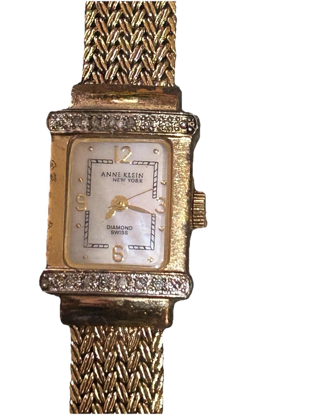 Anne Klein Diamond Watch Mesh Women 12/1276, Water resistant, Swiss No Battery