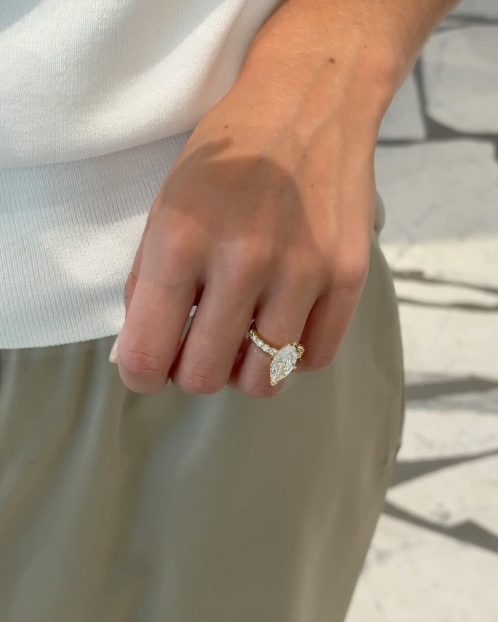 Luxury Jewelry 3.35 Ct Marquise Cut Lab Grown Diamond Ring Solid 14K Yellow Gold