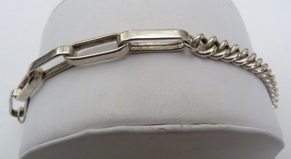 ITALY MILOR 925 STERLING SILVER LARGE LINK CHAIN CHUNKY BRACELET 8″ LONG