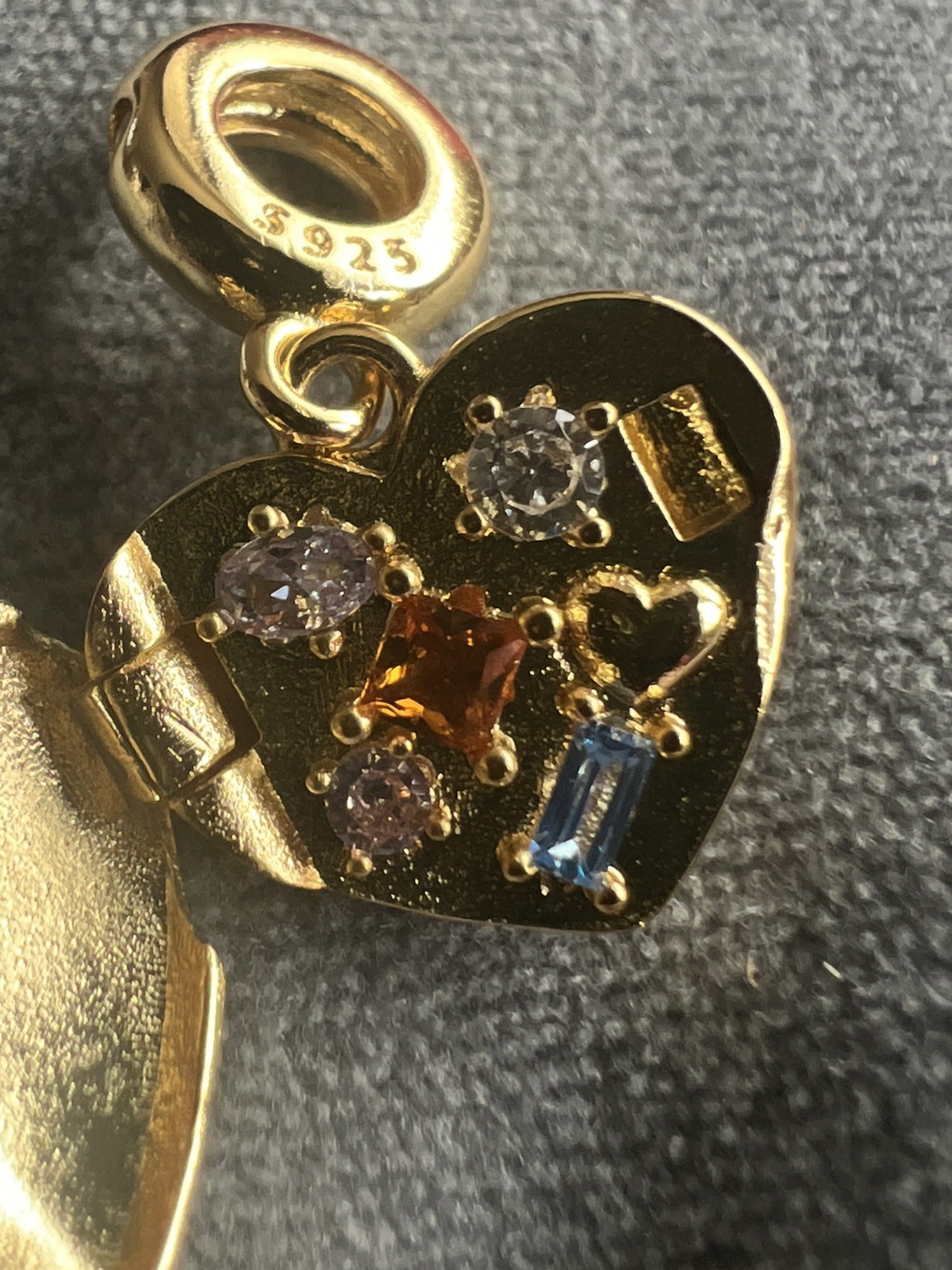 New Marked 925 Silver Gold Plated Box Of Chocolate Heart Charm Pendant