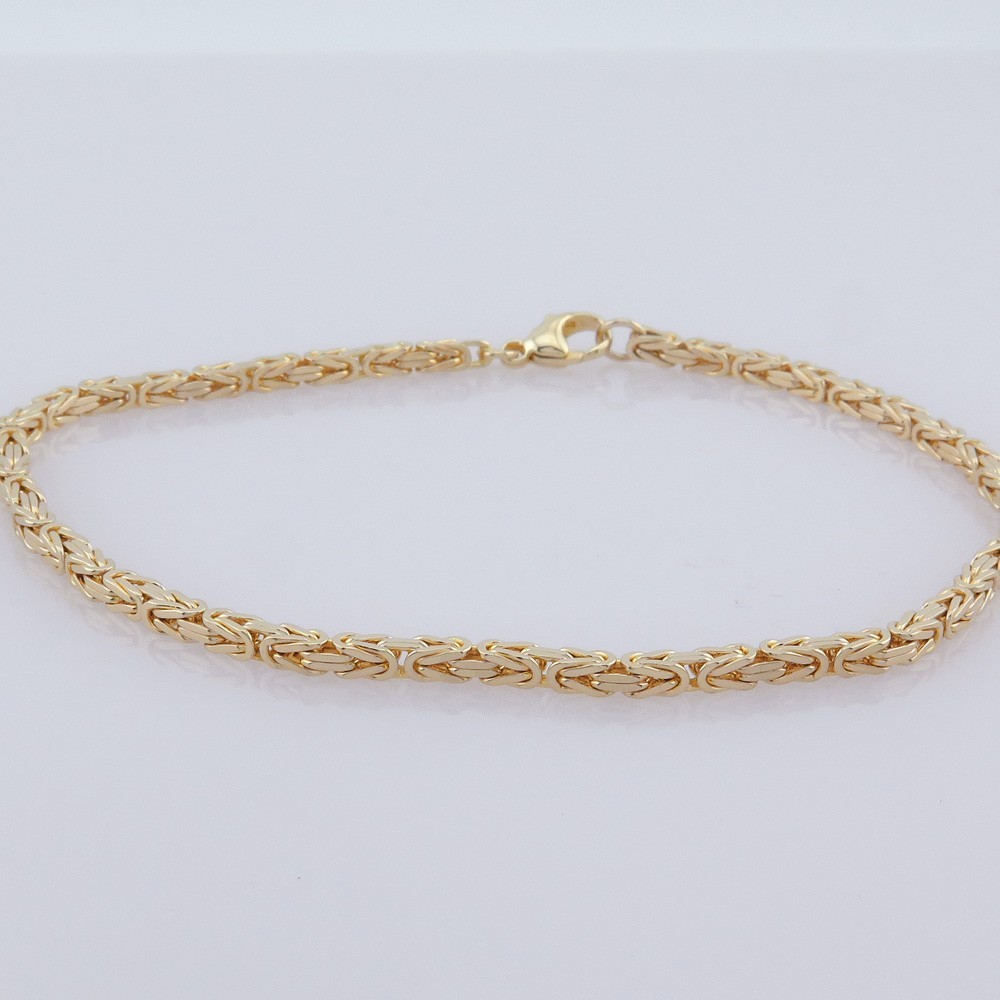 Bracelet – King Chain Pattern – 14K/585 Yellow Gold – Approx 25.5cm Long