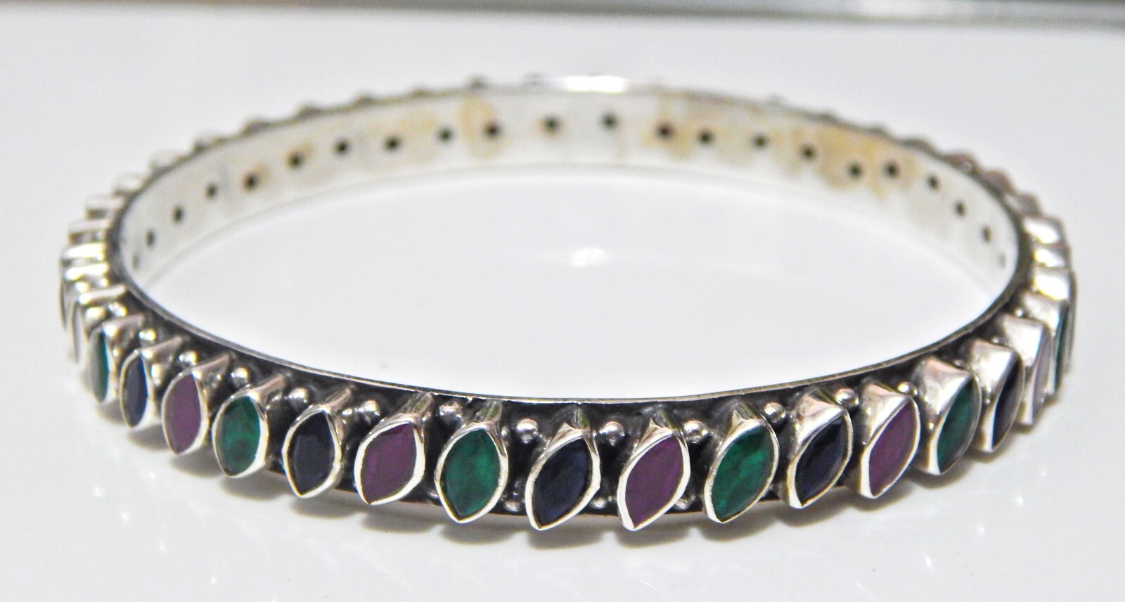 Emerald Ruby sapphir Bengle 925 sterling silver jewelry handmade Bengle size 2-5