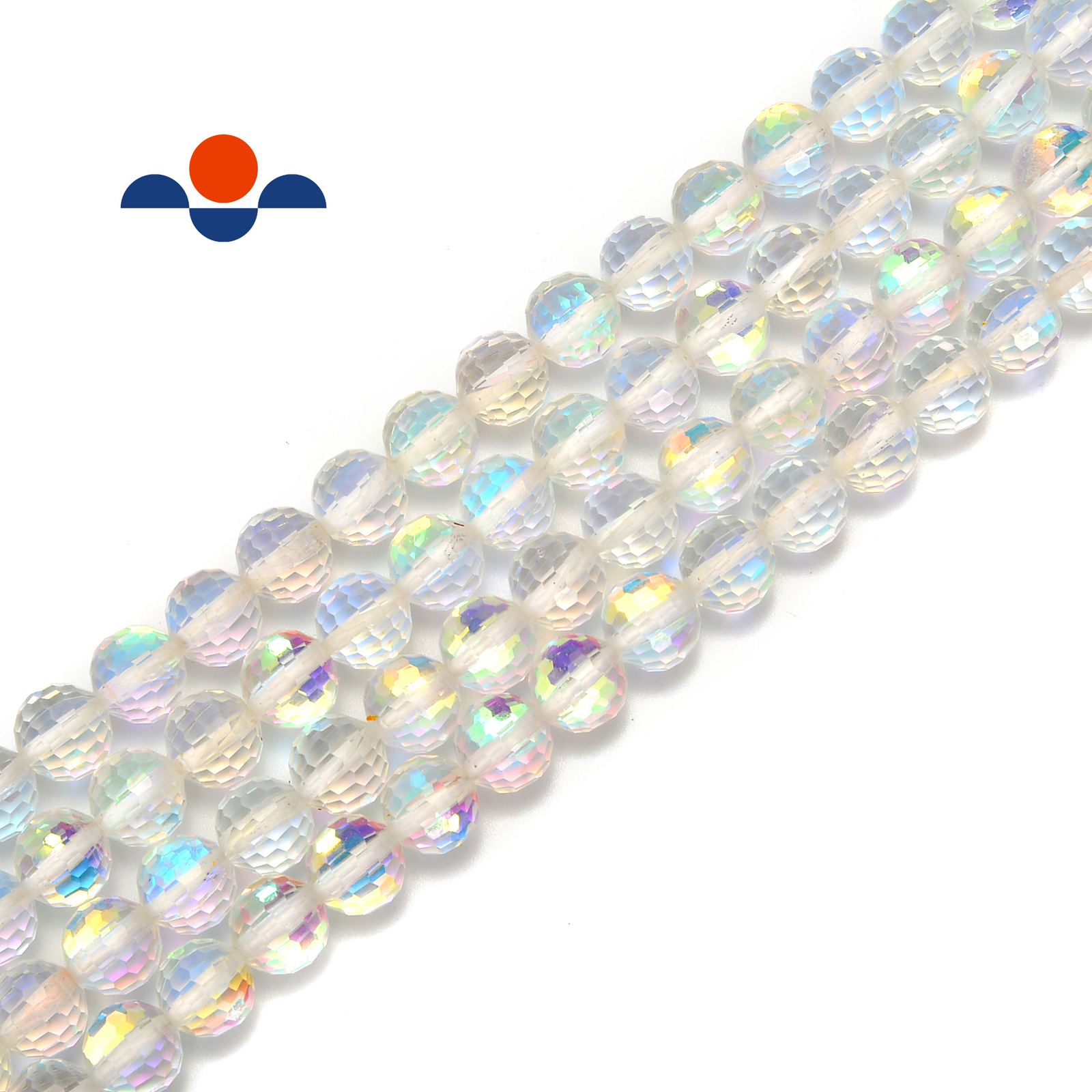 Rainbow Clear AB K9 Crystal Glass Faceted Round Beads 6mm 8mm 10mm 15.5″ Strand