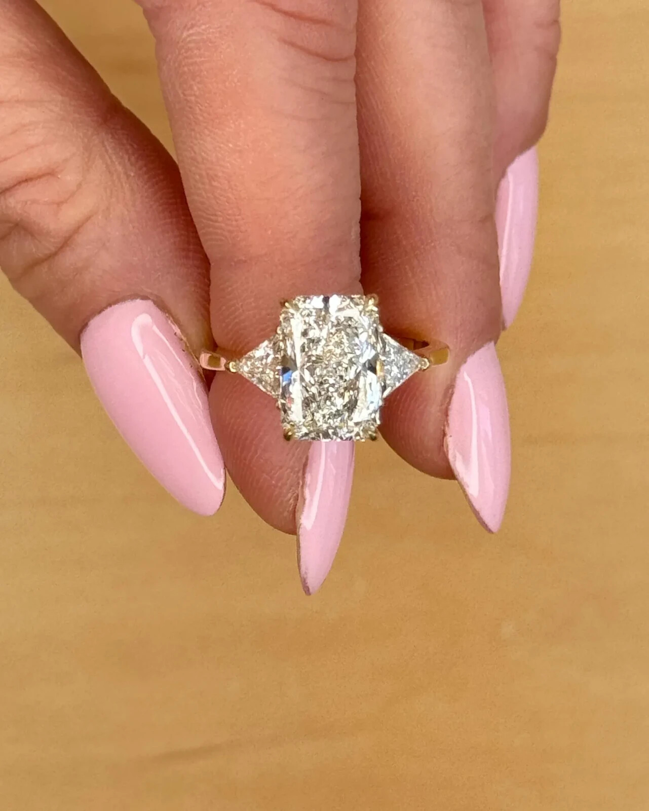 4.50 Carat Radiant Cut F/VS1 Lab Grown Diamond Engagement Ring 14k Yellow Gold