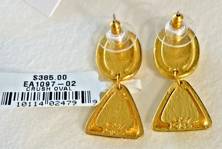 Stephanie Kantis Quartz Malachite Drop Earrings 24K Gold Plated