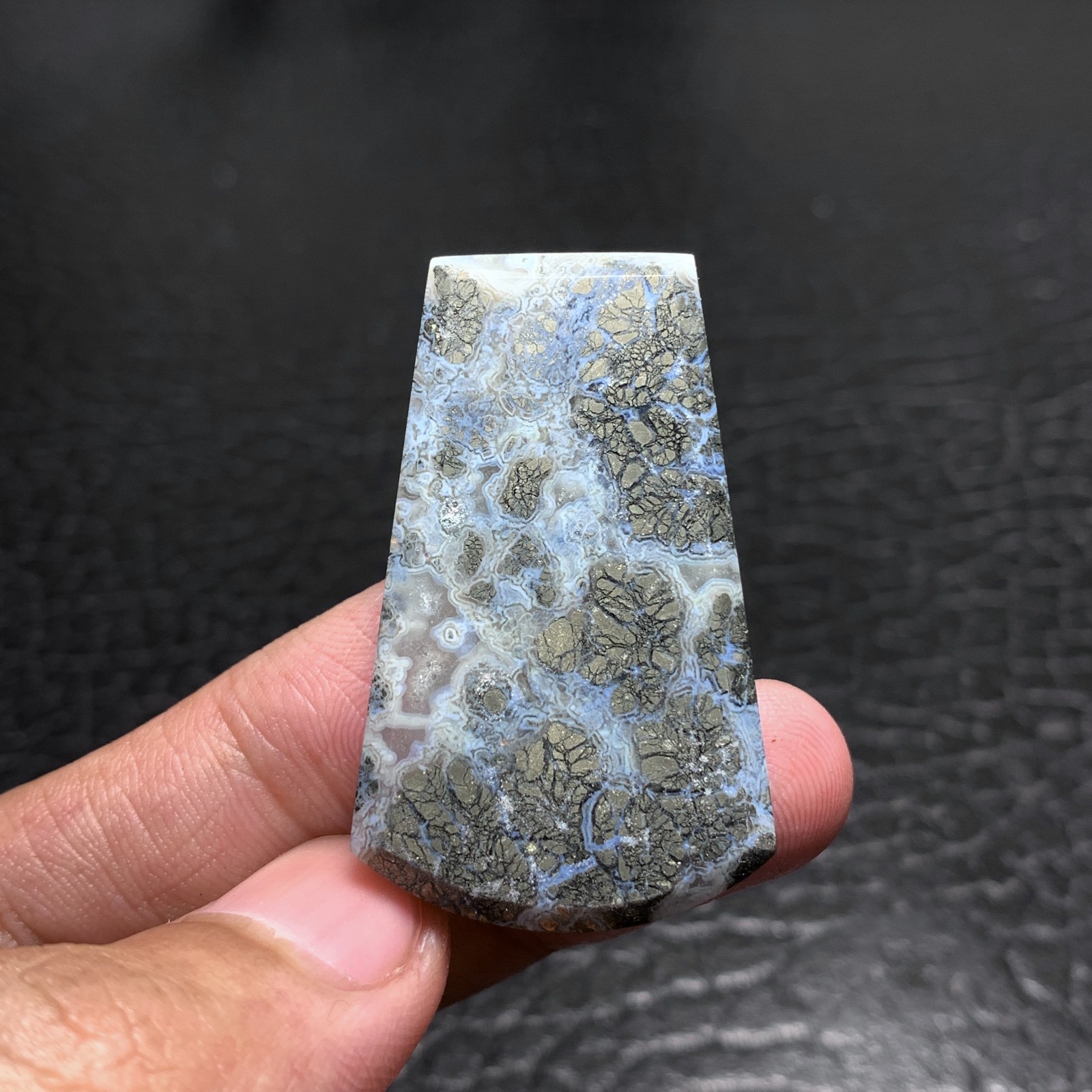 Marcasite Agate Cabochon 41x25x5mm Trapezoid Shaped 54 ct