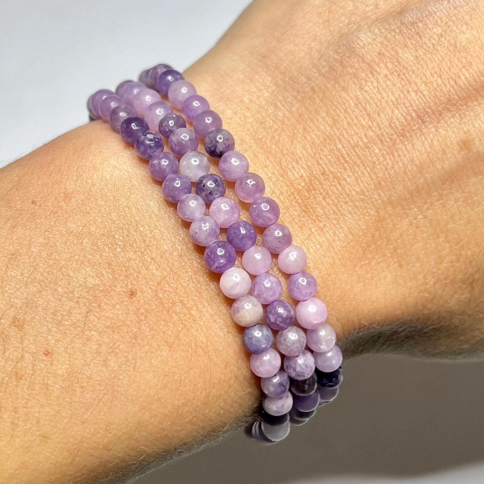 Lepidolite Crystal Bracelet: Handmade Gemstone Beaded Bracelet