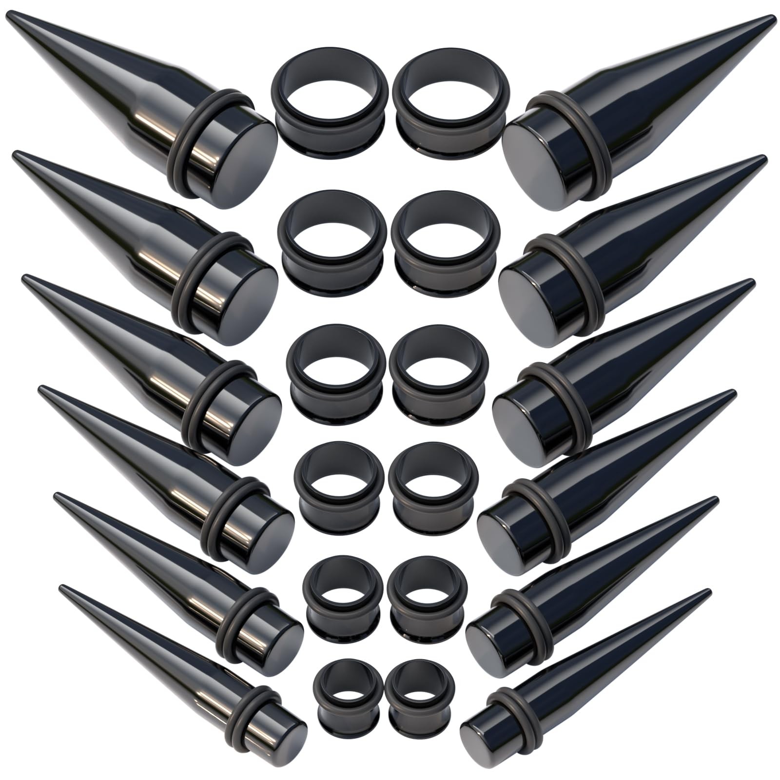 24pcs Big Gauge Ear Stretching Kit 00G-20mm with Case Holder | 00G – 13/16″
