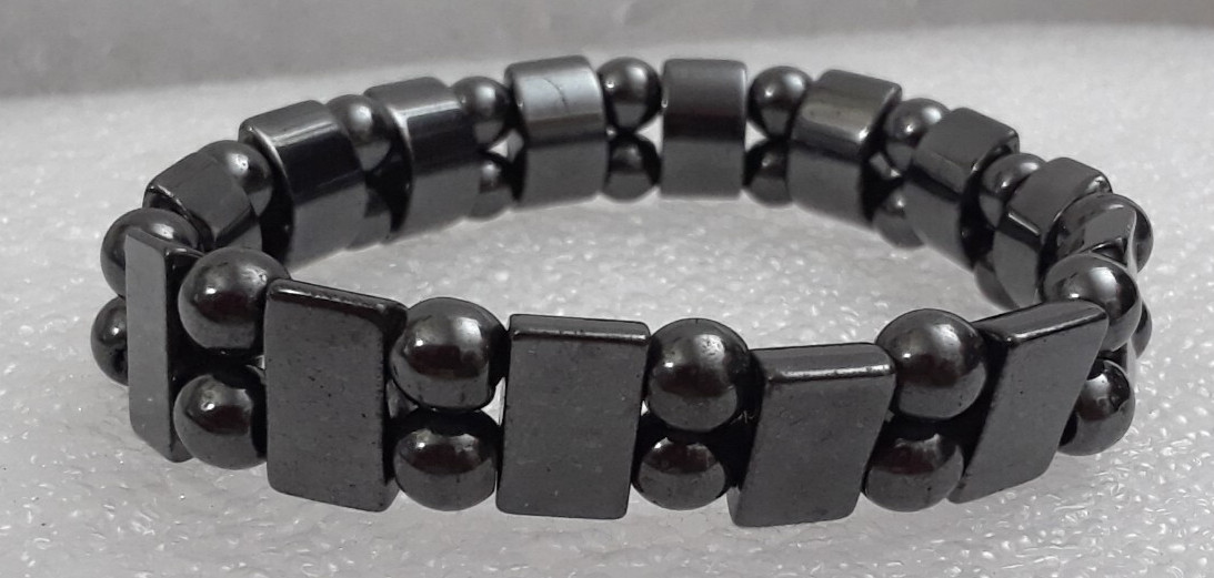 Metallic Stretch Bracelet Dark Stones 3.5 Inches Across Bracelet