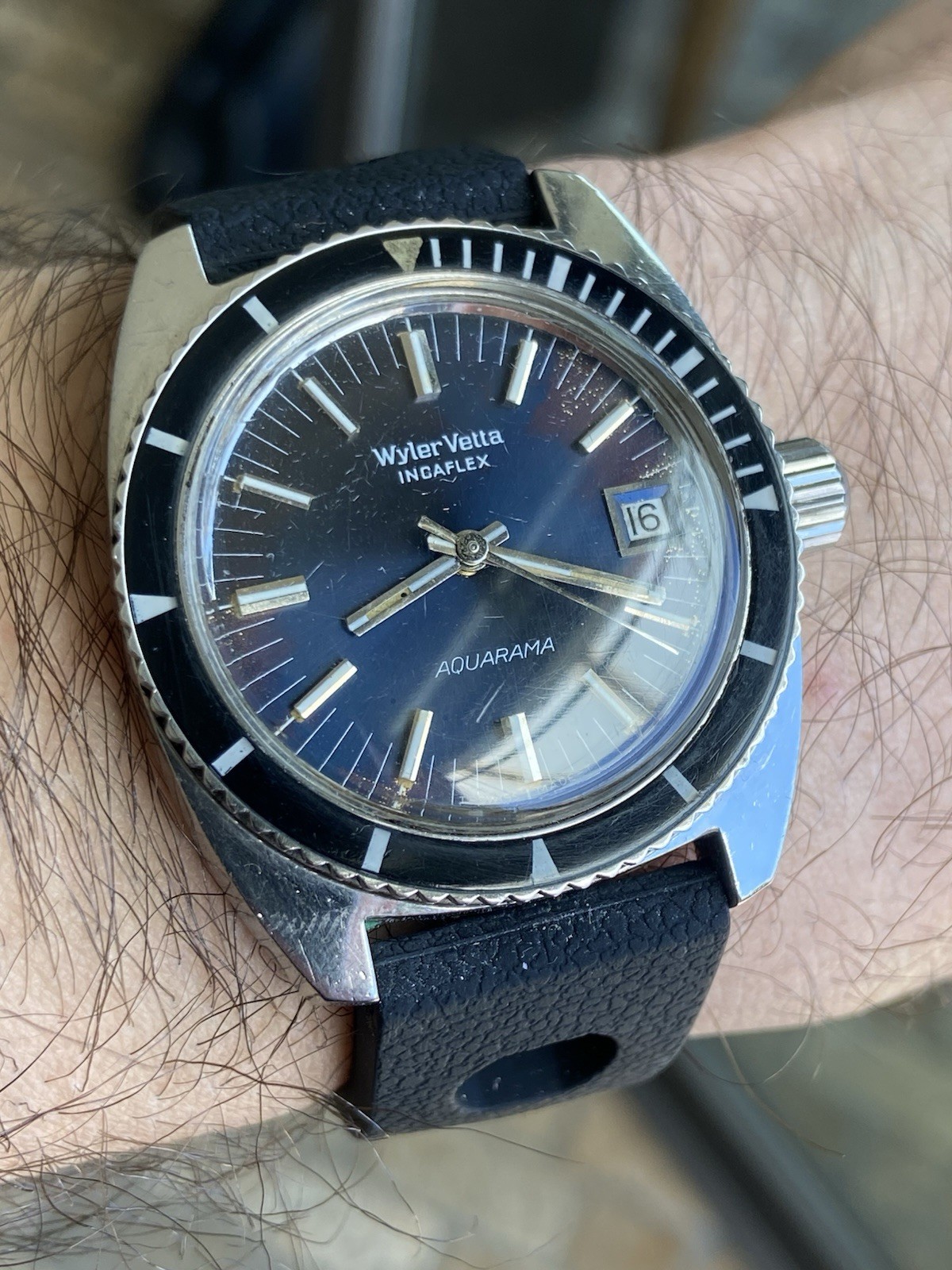 Vintage Rare Wyler Vetta Aquarama Automatic Diver Sub Watch