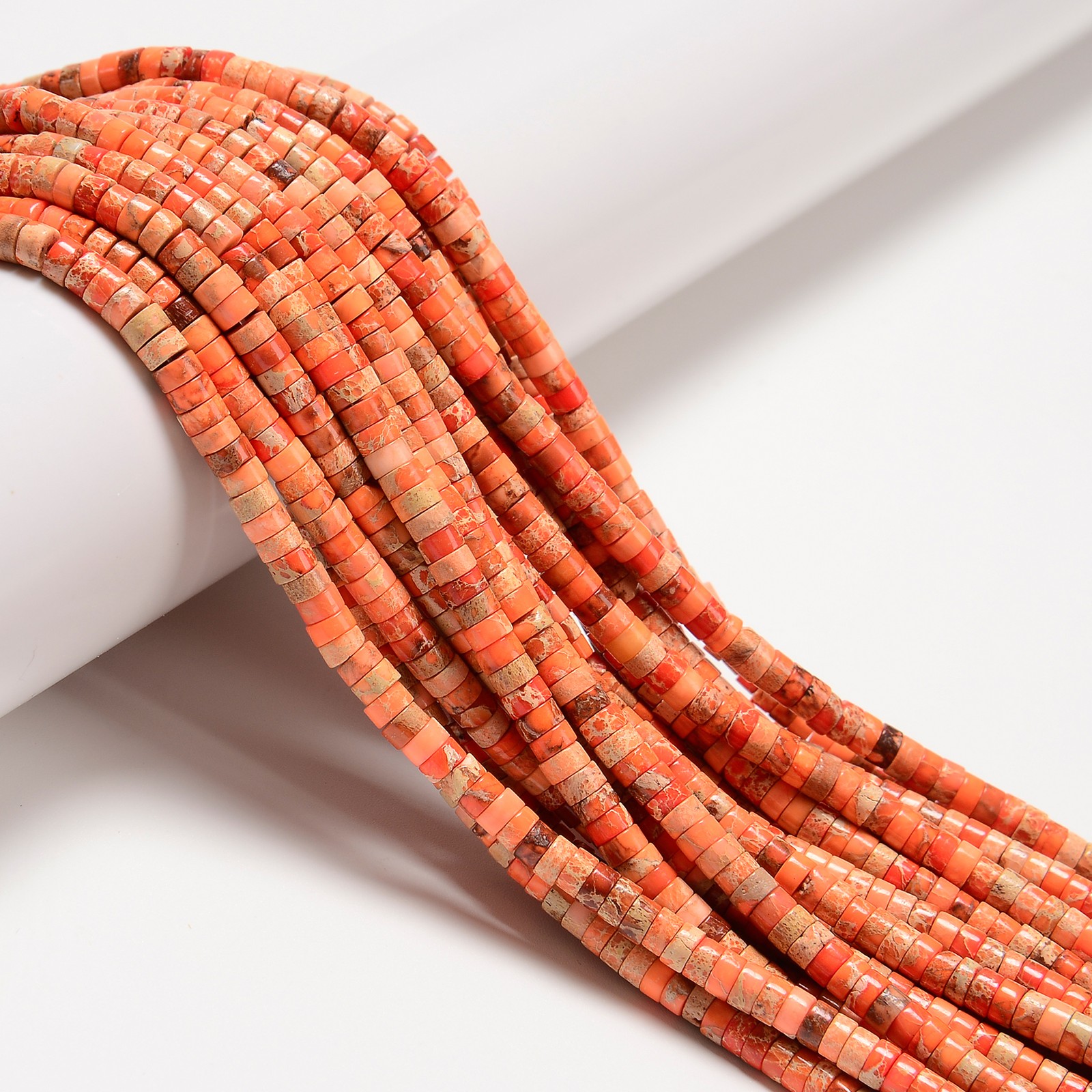 Orange Sea Sediment Jasper Heishi Disc Beads Size 2x4mm 15.5” per Strand