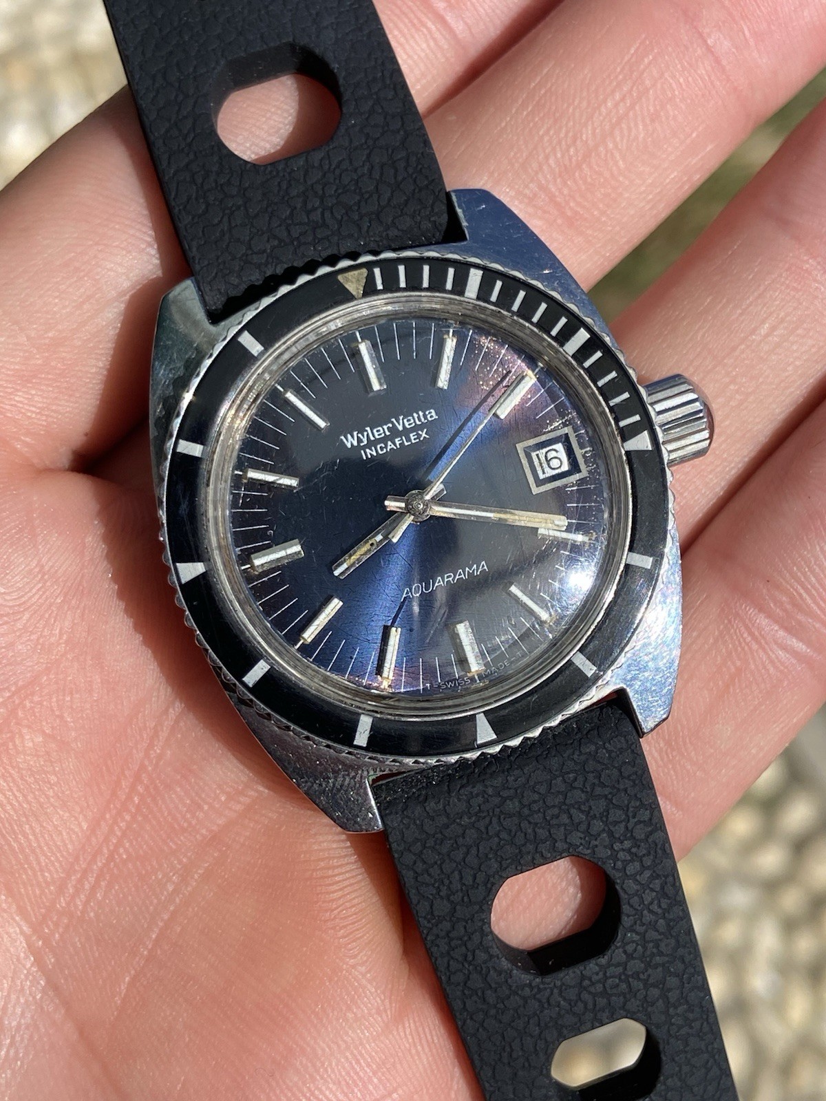 Vintage Rare Wyler Vetta Aquarama Automatic Diver Sub Watch