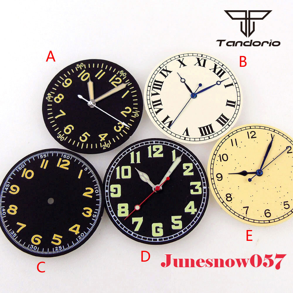 Tandorio 33.5MM Black/Yellow/White Watch Dial Fit NH35 NH36 SKX ETA2824 Movement