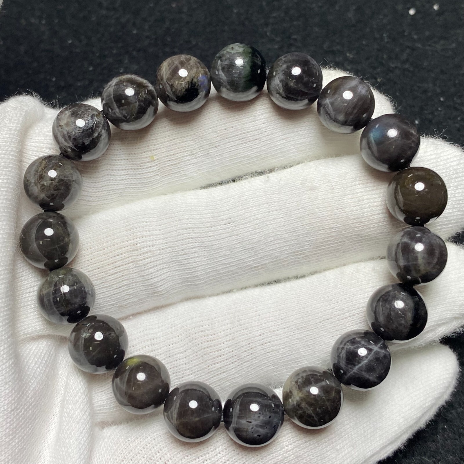 10.2mm Genuine Natural Golden Luck Stone Gemstone Round Beads Bracelet 1552