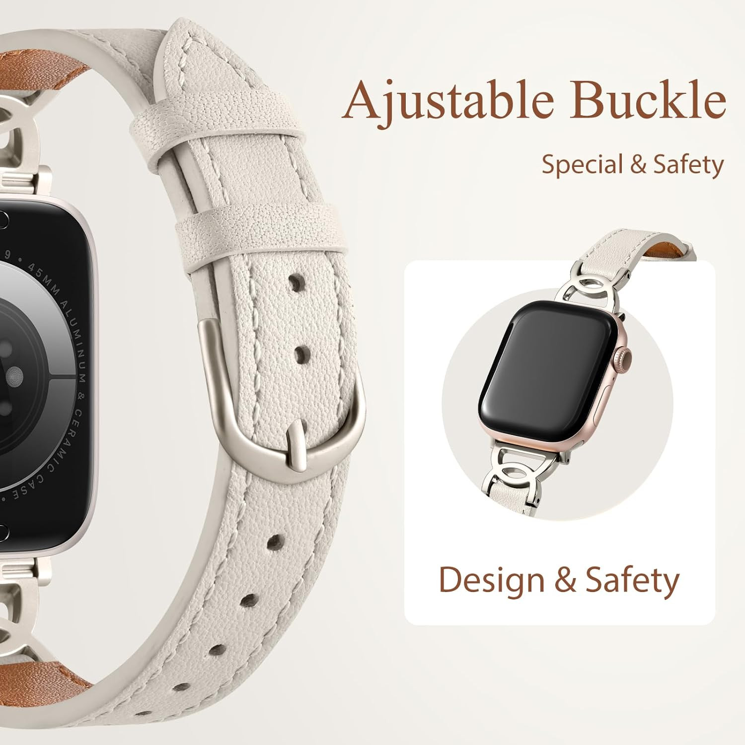 Slim Leather Band Compatible with Apple Watch Bands for Women 40Mm 38Mm 41Mm 42M