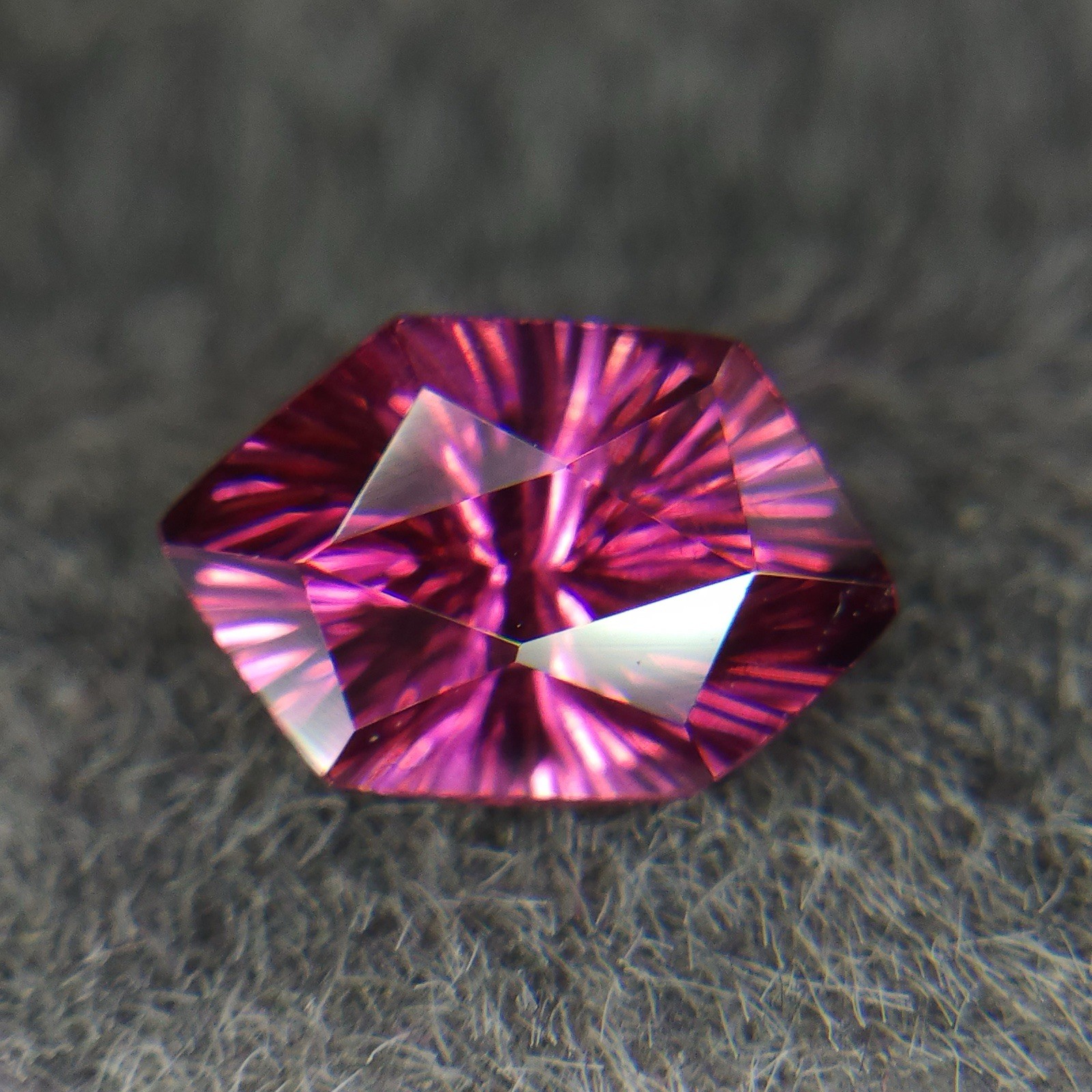 Natural Rhodolite Garnet Sunburst Cut Long Hexagon 8.3mm 1.30 Carat.