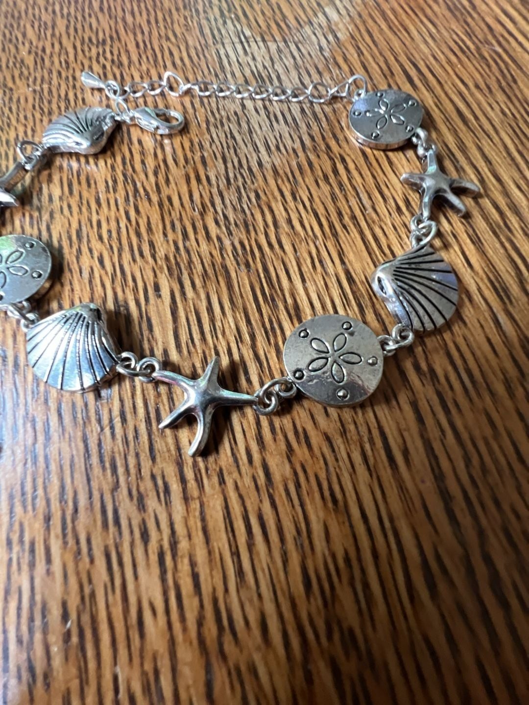 Nautical Charm Bracelet with Seashell, Starfish, and Sand Dollar Links