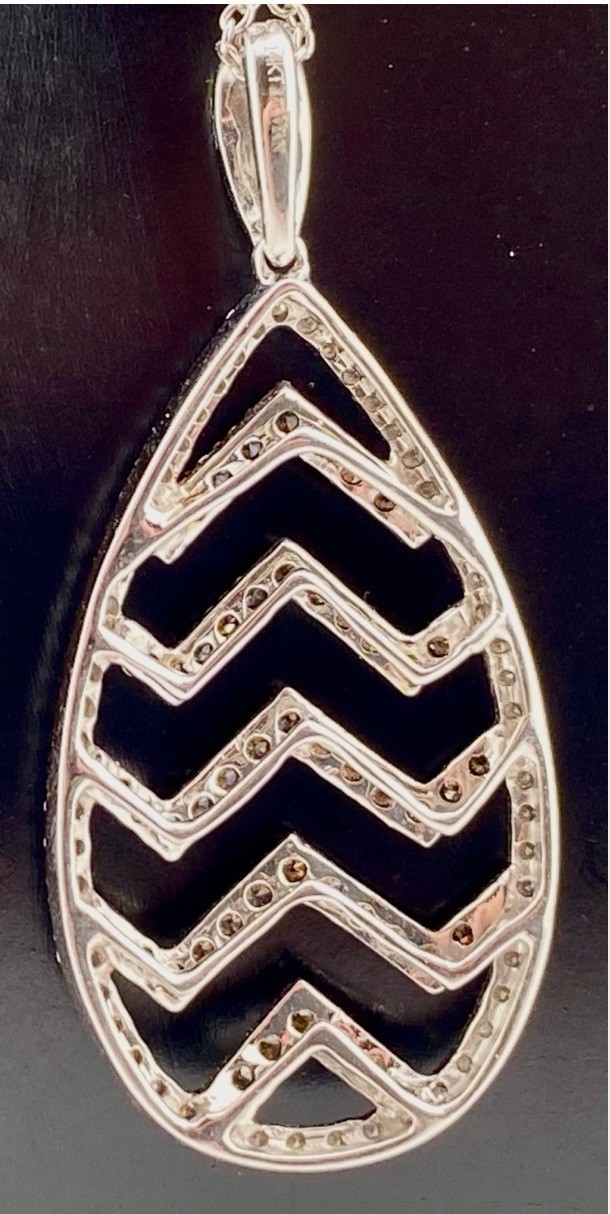Le Vian 14k White Gold Teardrop Chevron Diamond Pendant 0.69 CTW 18″