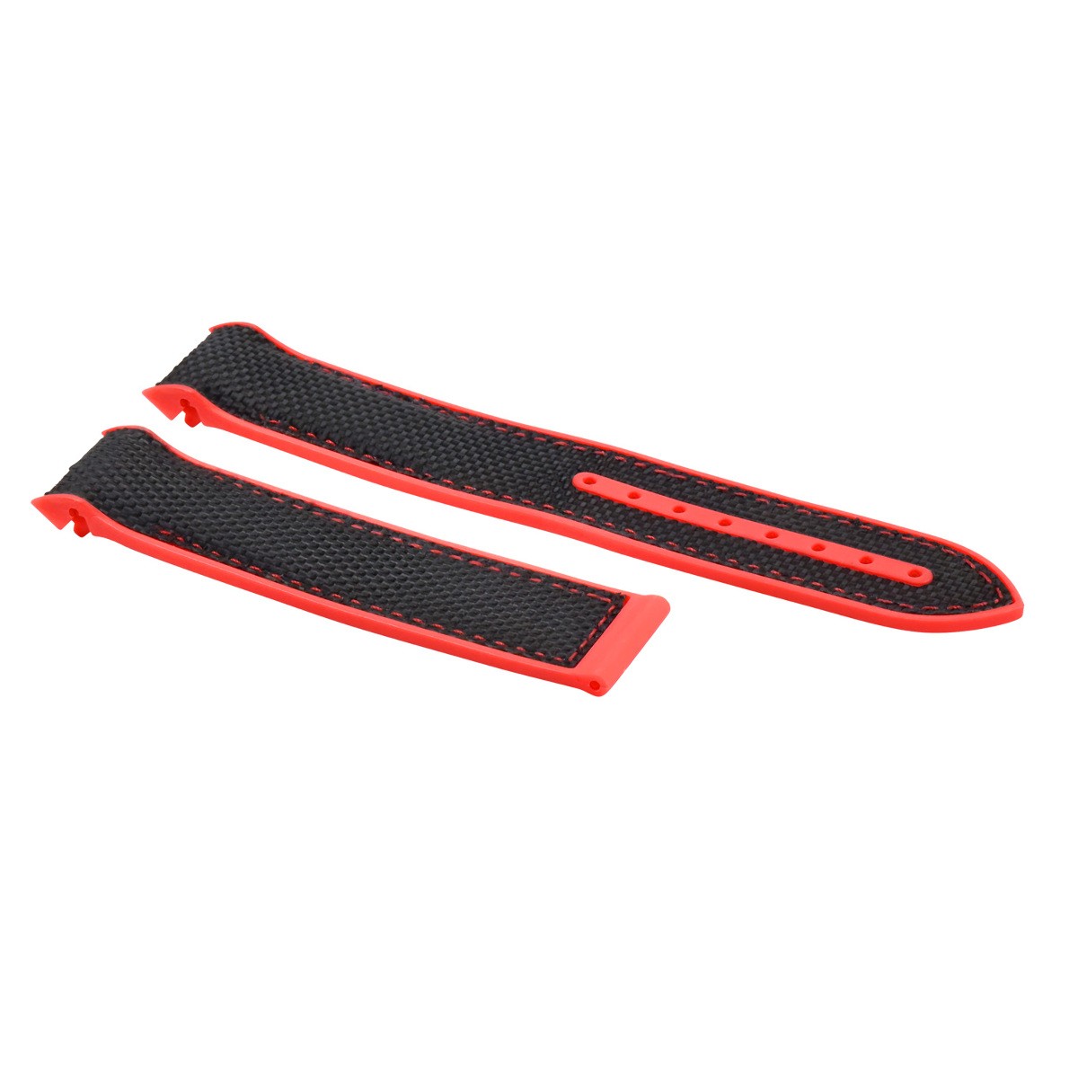 22mm Black Red Nylon Rubber Replacement Strap Red Stitching For Omega Seamaster