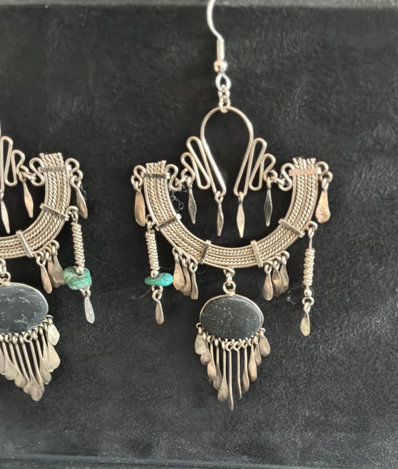 SILVER AND TURQUOISE EARRINGS! Chandelier with beautiful details!