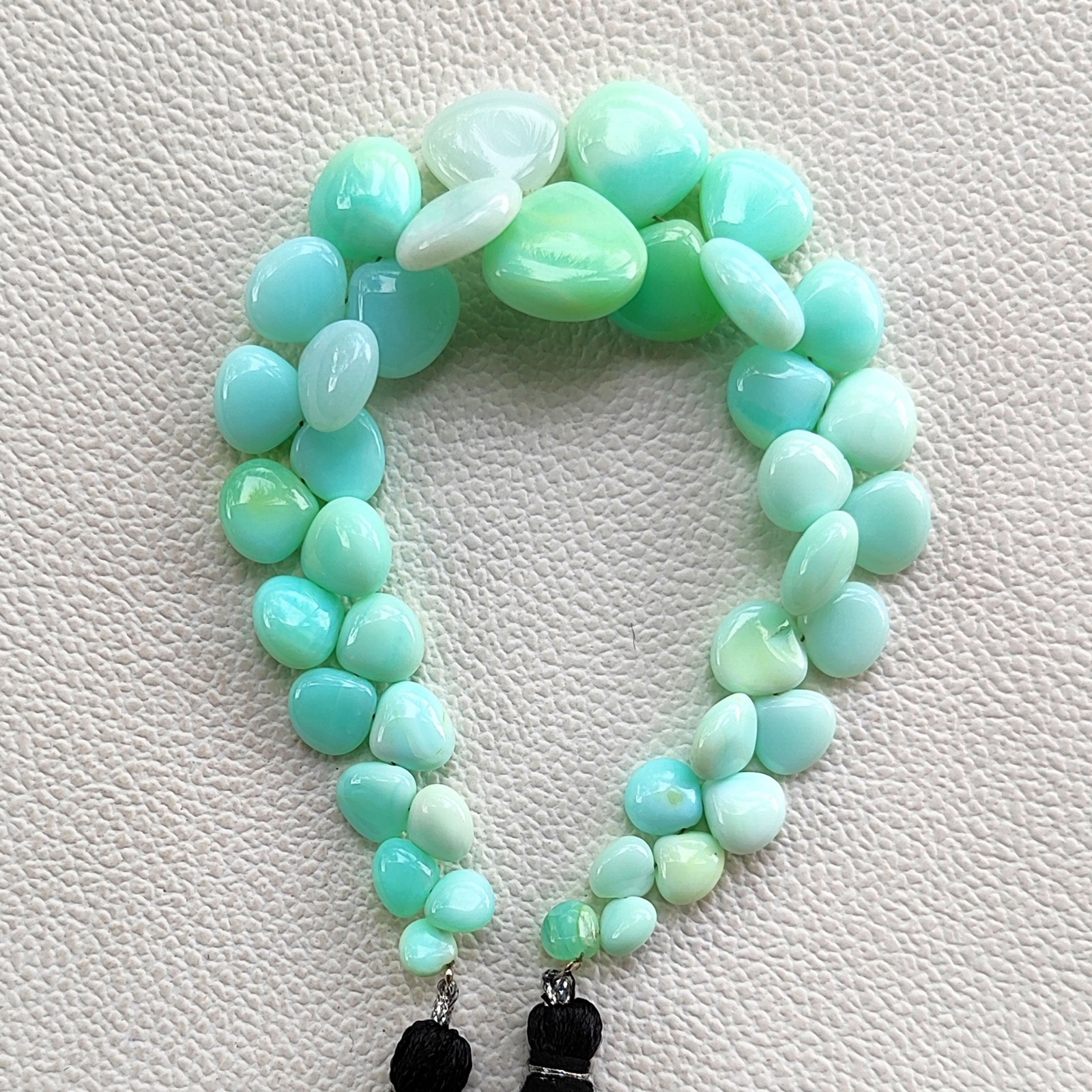 Blue Opal Heart Beads 7-14mm Smooth Peruvian Gemstone 7″ Strand DIY Jewelry