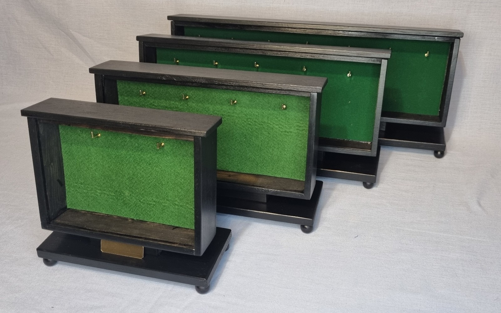 Pocket watch glass display case, table top, solid wood cabinet choice of 4 sizes