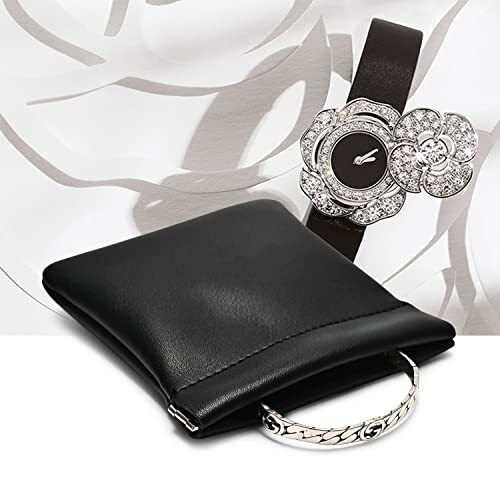 PU Leather Jewelry Travel Bag Leather Jewelry Pouch Christmas,Wedding S Black