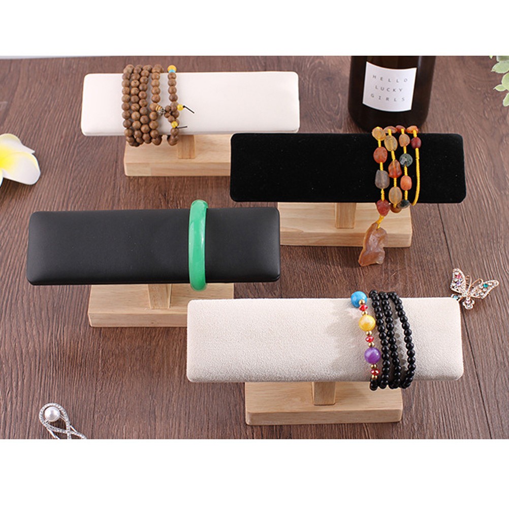 Bamboo T Shaped Jewelry Display Stand Home Use 1Pcs 7.9*2.4*3.3in