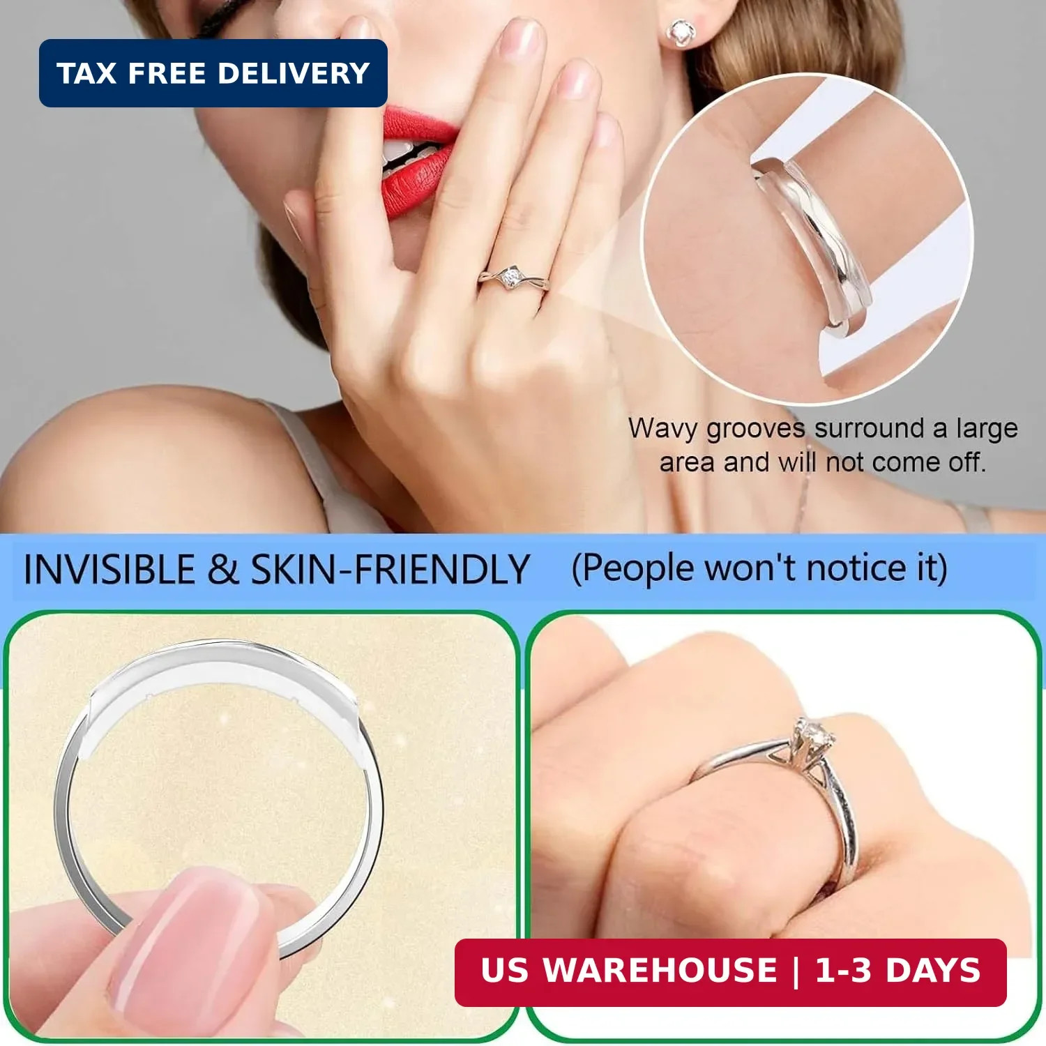 Xixter Ring Sizers for Loose Rings,14-Pack Adjuster Kit with Premium TPU to Stop