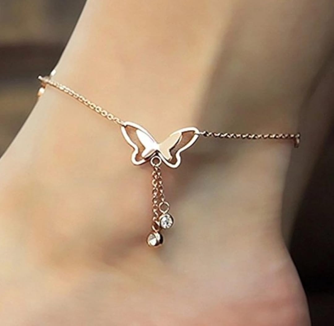 Indian bollywood butterfly shaped minimal anklet for women and girls