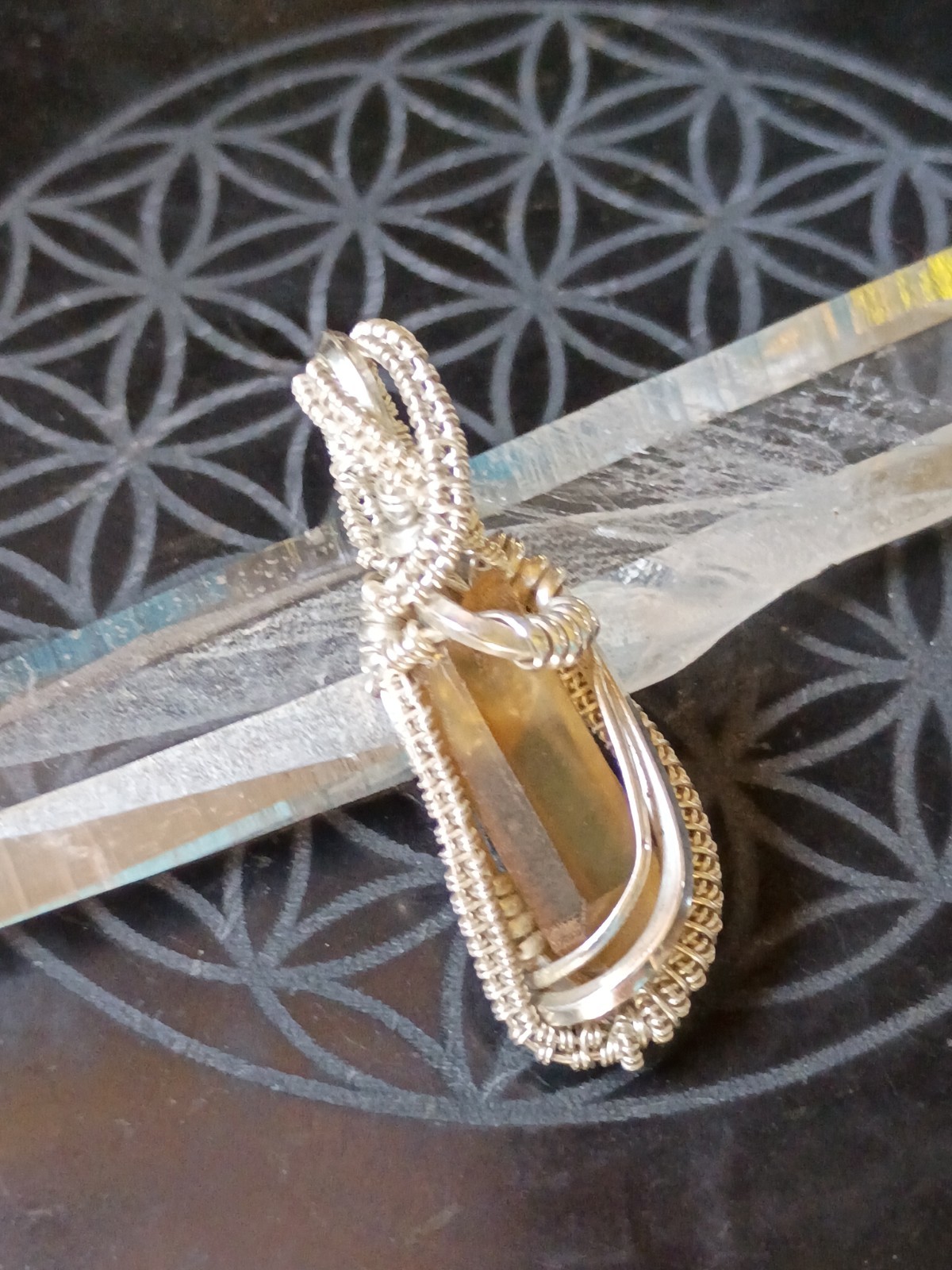 Citrine Crystal Pendant Sterling silver handcrafted amulet elegant necklace