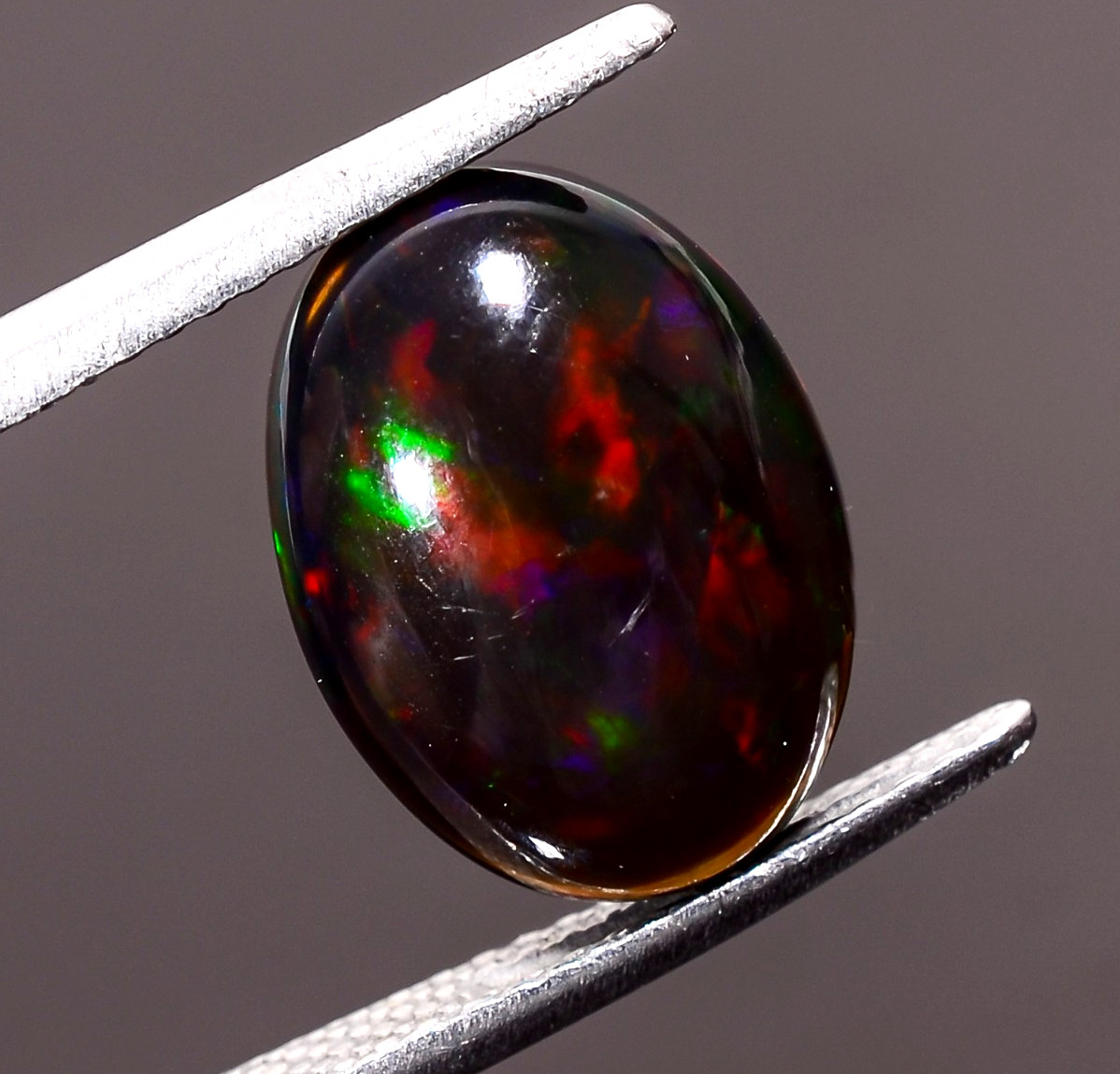 3.25 Ct Natural Black Ethiopian Opal Oval Shape Cabochon Loose Gemstone 11X8X5mm