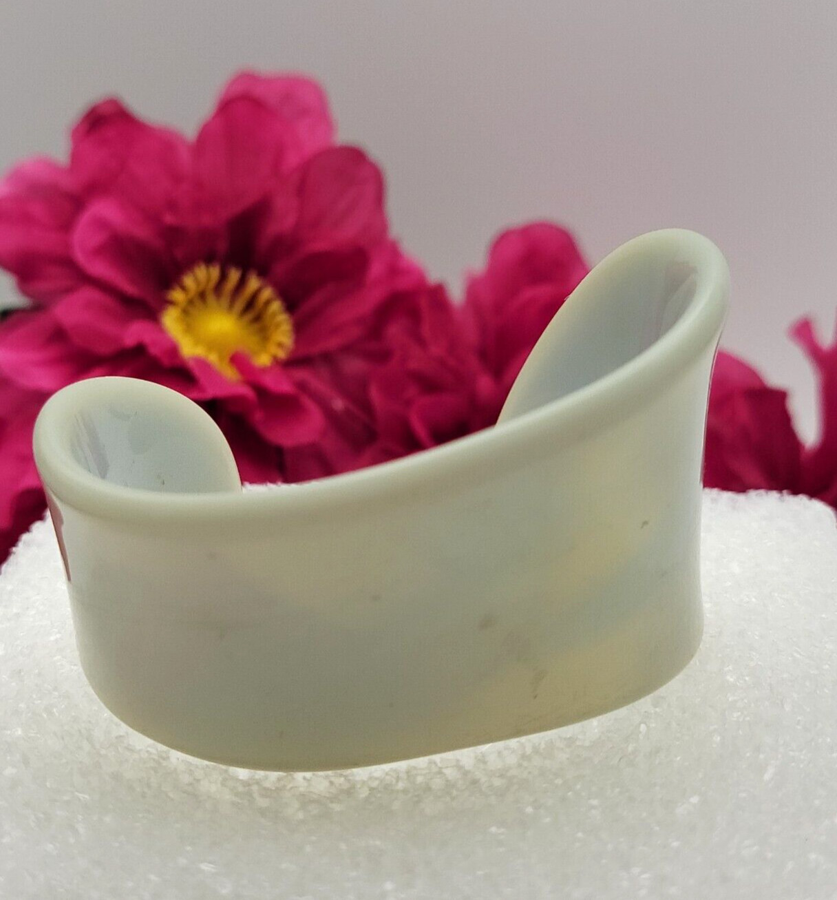 Blue Pearlized Lucite Asymmetrical Cuff Bracelet 6 Inch