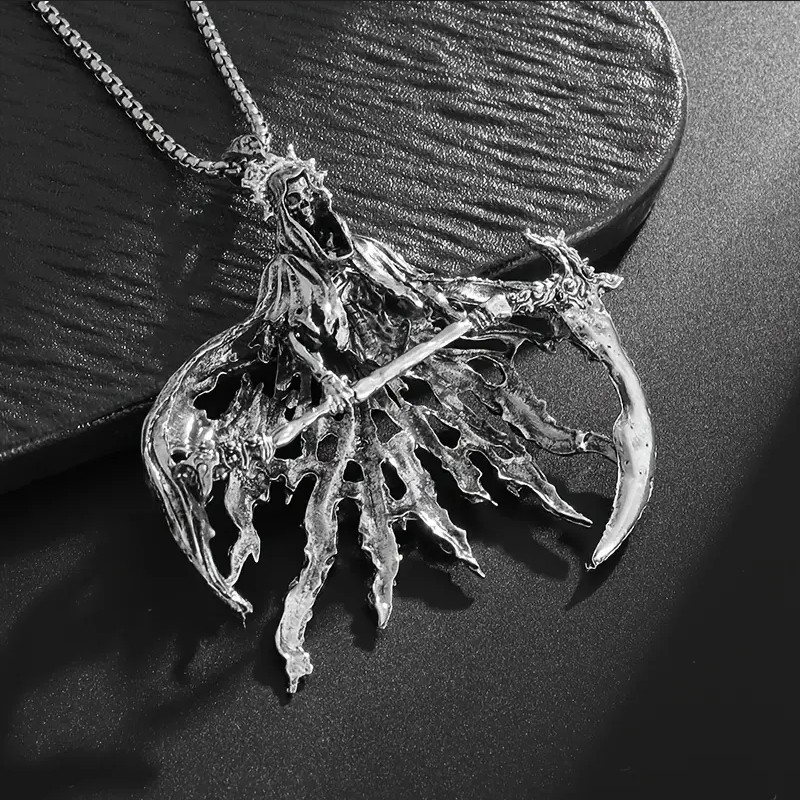 Hell Reaper Jewelry Vintage Silvery Sexy Death Grim Demon Pendant Necklace