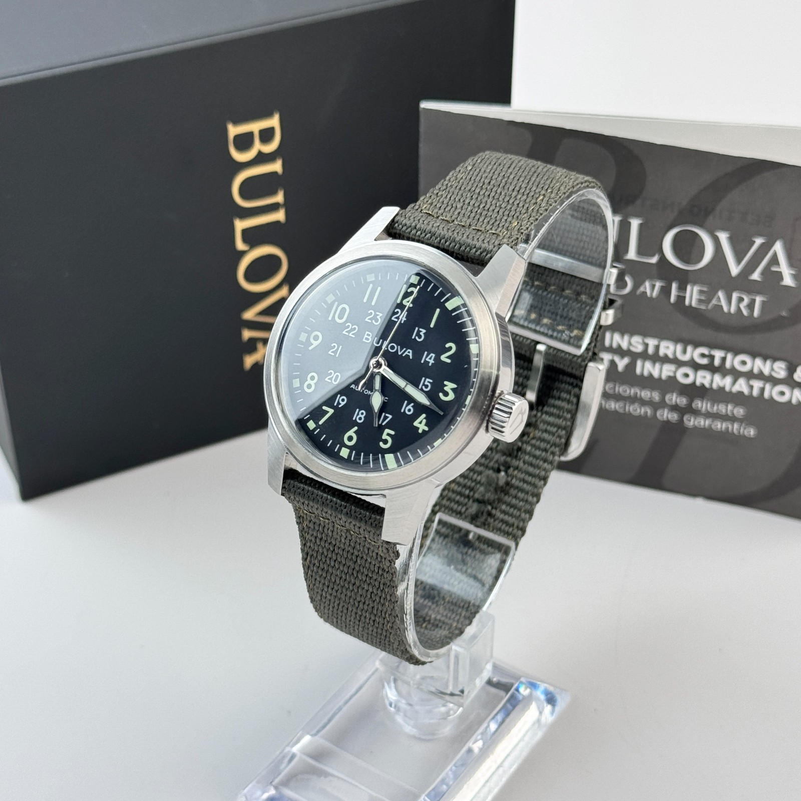 Bulova Hack VWI Special Edition Automatic Black Dial Men’s Nylon Watch 96A259