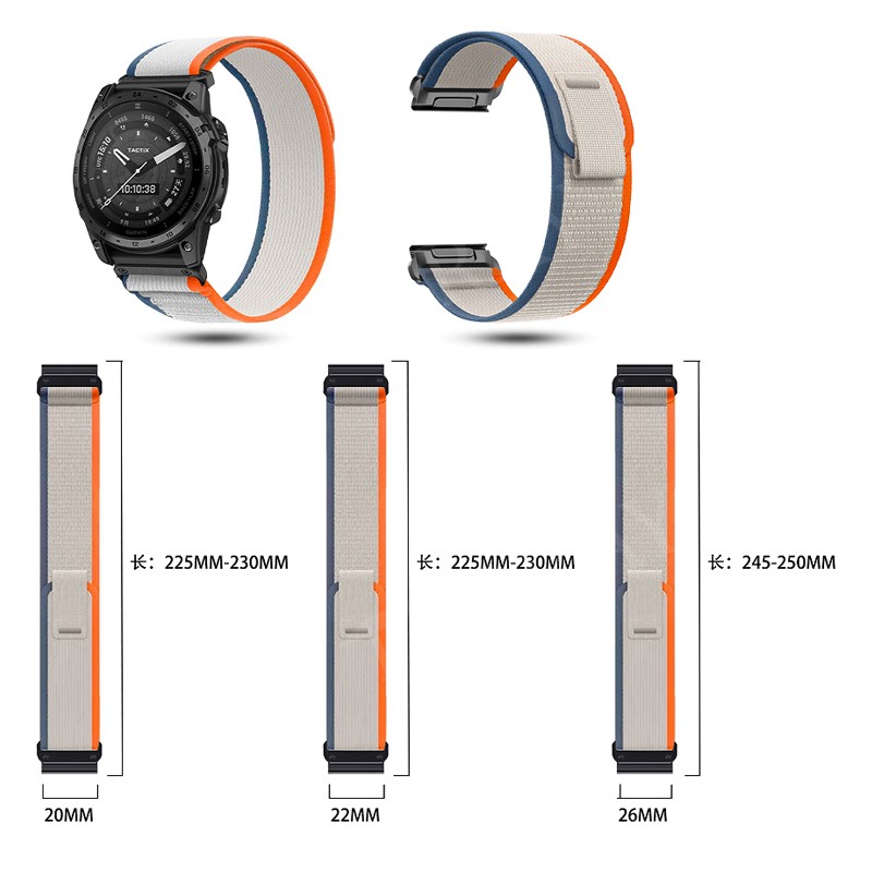 26 20 22mm Nylon Band For Garmin Fenix 8 7X 6X Pro 7 7S 6 6S 5X 5 5S Plus Strap