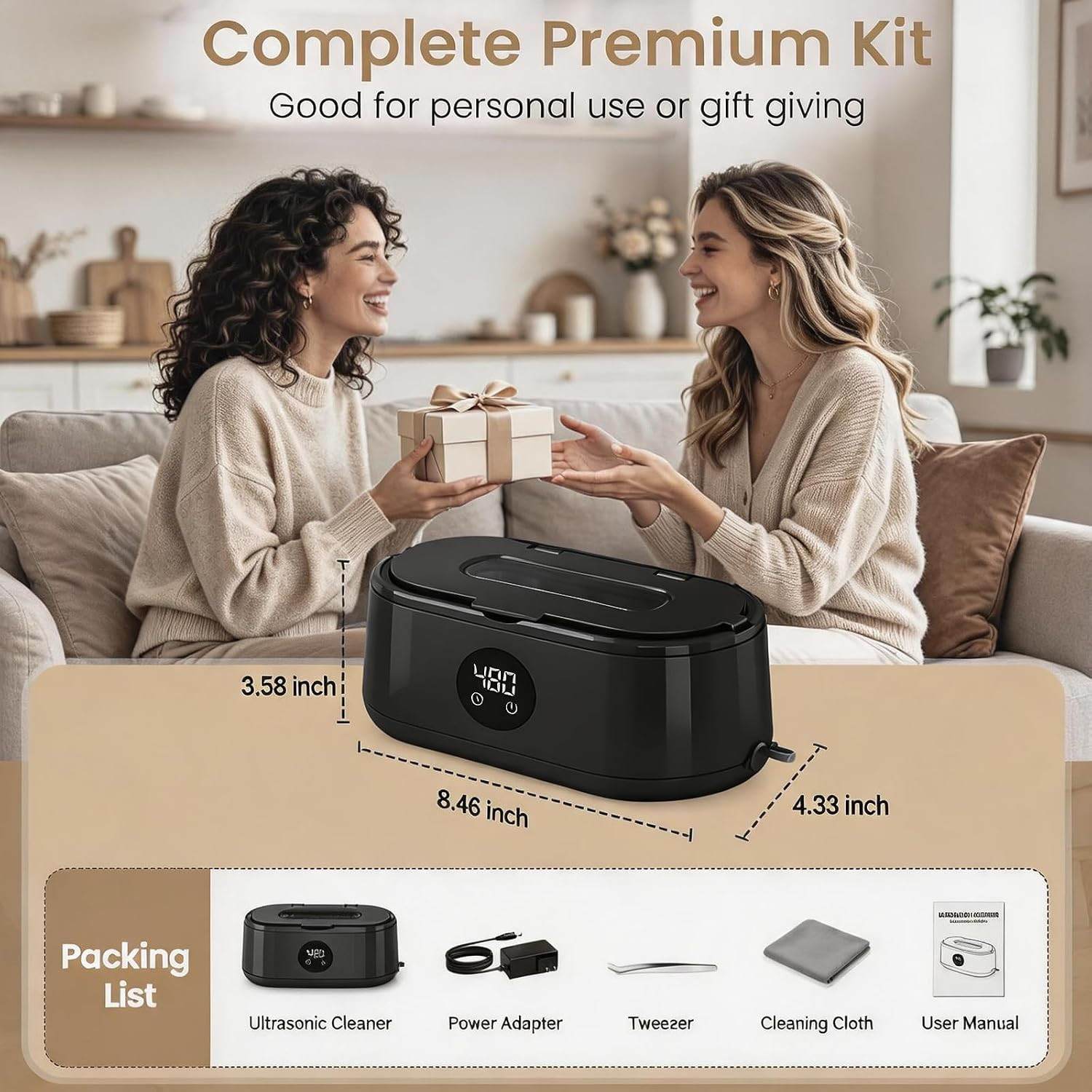 Ultrasonic Jewelry Cleaner, 50Khz Ultrasonic Cleaner Machine for Jewelry, Eyegla