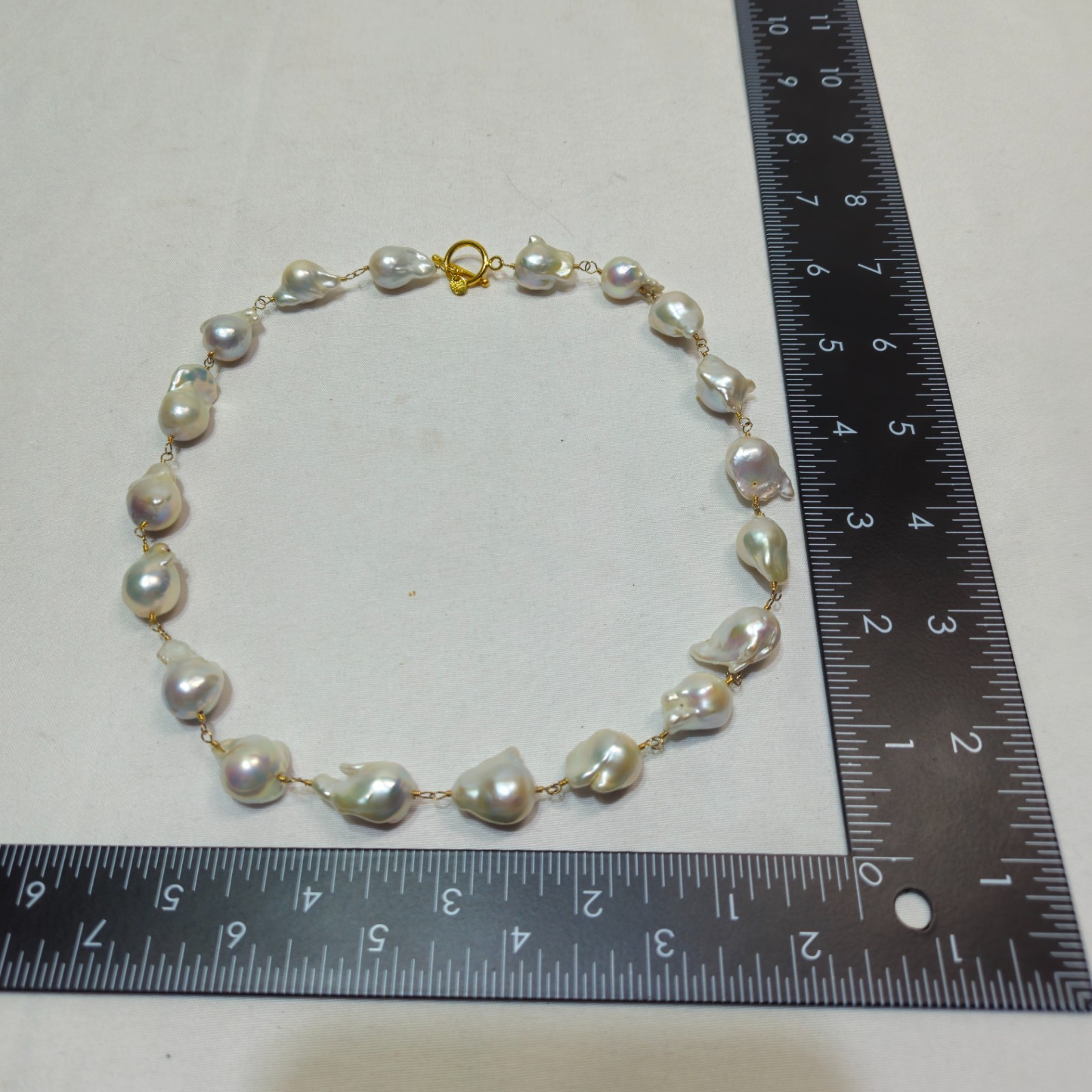 RARE LARGE NATURAL SOUTH SEA BAROQUE KESHI PEARL NECKLACE 18″ 50g 925 STERLING