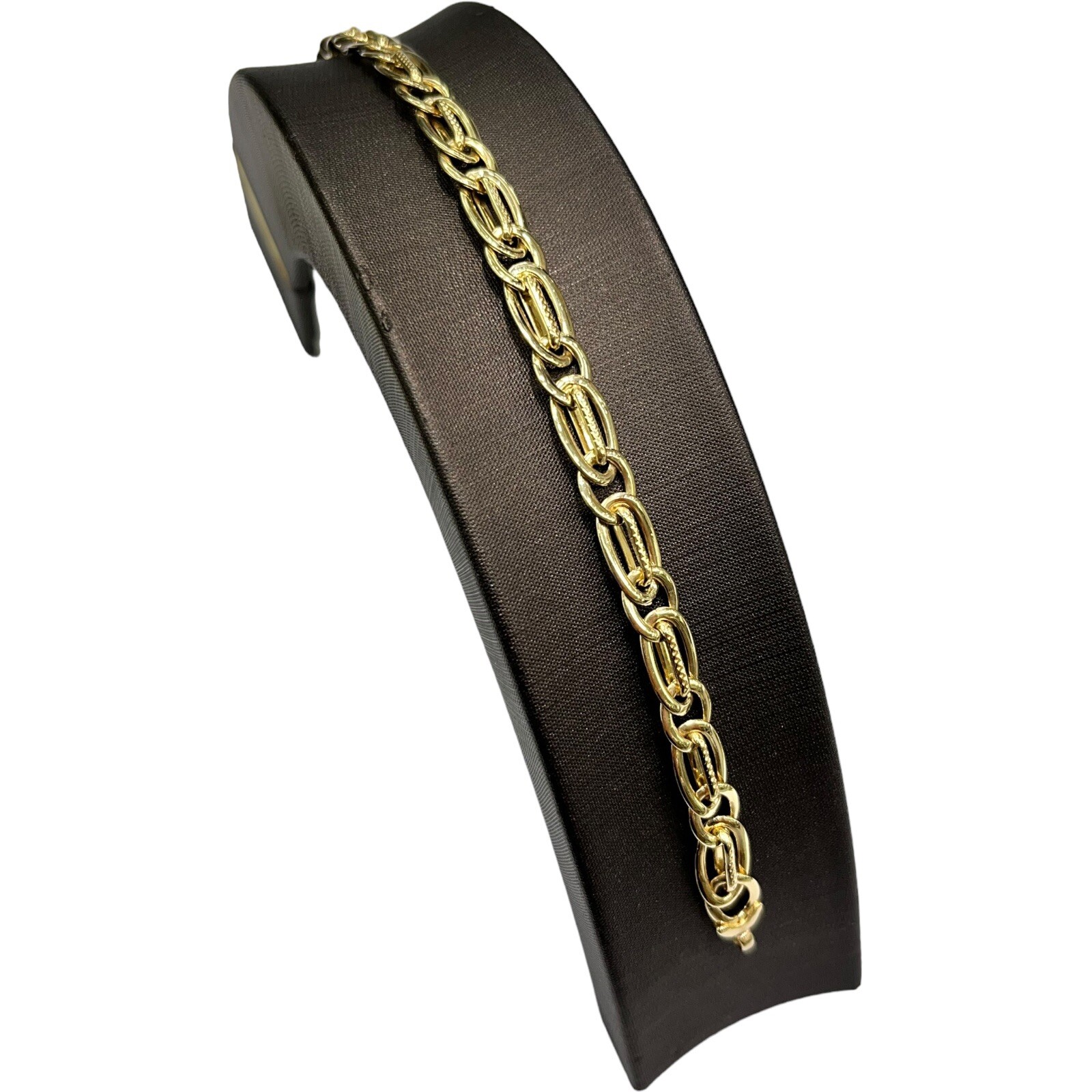 9ct 9K Yellow Gold Italian Oval Interlink Ladies Bracelet 7.35 Grams 17.5cm. New