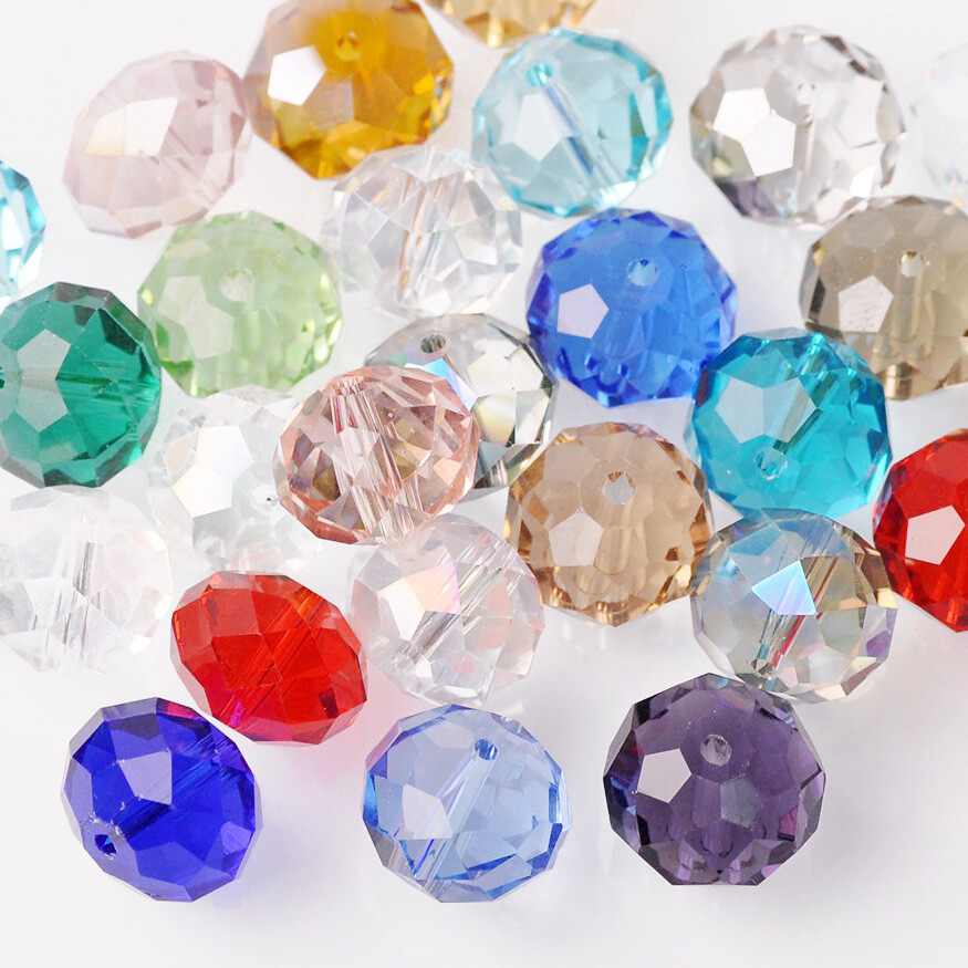 10pcs 16mm Rundelle Faceted Crystal Glass Loose Beads for Jewelry Making DIY