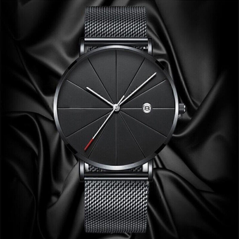 Men’s Casual Ultra Thin Quartz Analog Wrist Watch with Stainless Steel Mesh Band