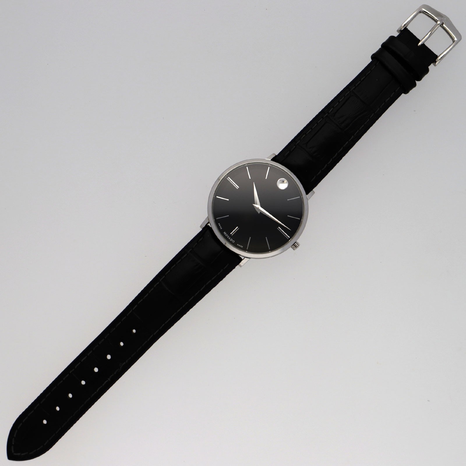 Movado 65.1.14.1395 ULTRA SLIM black Dial Quartz Stainless Steel Leather Men’s